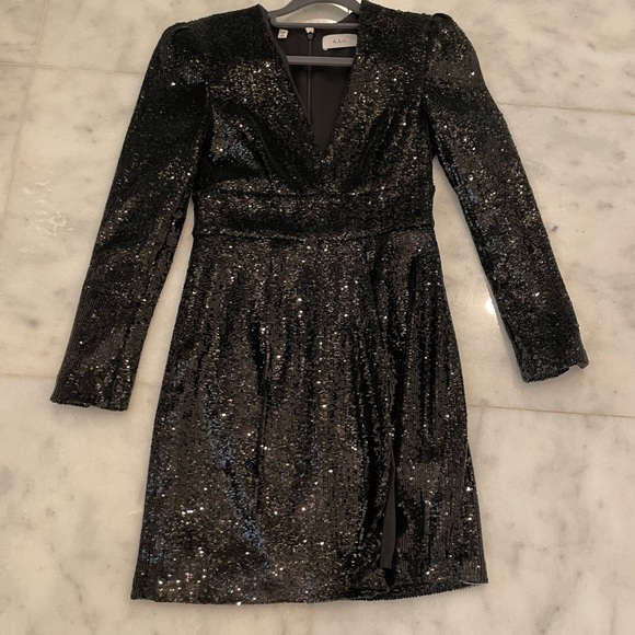 alc black sequin dress A.L.C. Alexis Sequined Cut-Out Maxi Dress